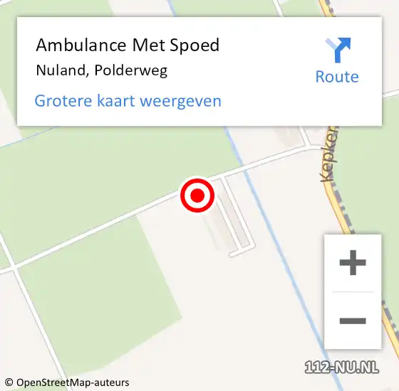 Locatie op kaart van de 112 melding: Ambulance Met Spoed Naar Nuland, Polderweg op 5 december 2016 10:52