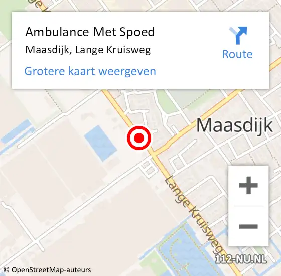Locatie op kaart van de 112 melding: Ambulance Met Spoed Naar Maasdijk, Lange Kruisweg op 5 december 2016 11:28