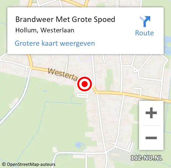 Locatie op kaart van de 112 melding: Brandweer Met Grote Spoed Naar Hollum, Westerlaan op 5 december 2016 11:34