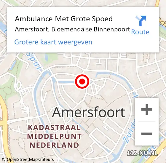 Locatie op kaart van de 112 melding: Ambulance Met Grote Spoed Naar Amersfoort, Bloemendalse Binnenpoort op 5 december 2016 11:39