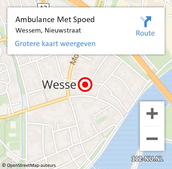 Locatie op kaart van de 112 melding: Ambulance Met Spoed Naar Wessem, Nieuwstraat op 5 december 2016 11:48