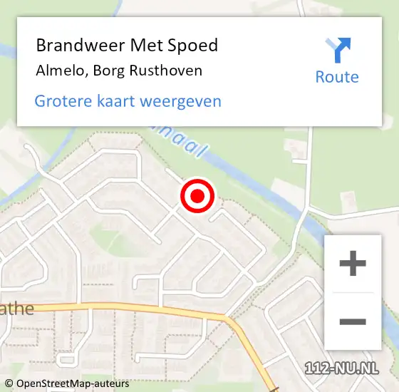 Locatie op kaart van de 112 melding: Brandweer Met Spoed Naar Almelo, Borg Rusthoven op 5 december 2016 12:02