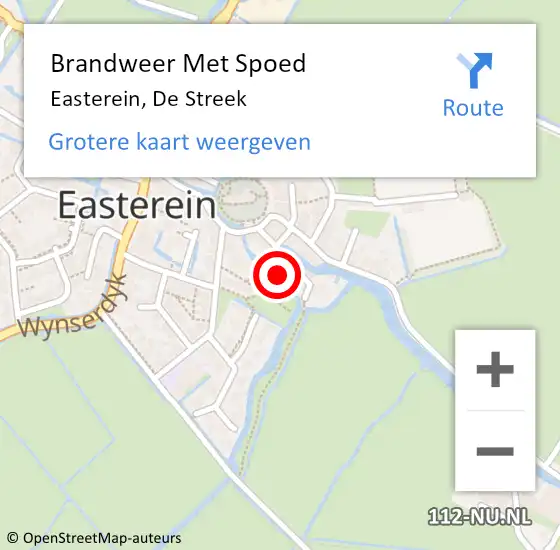 Locatie op kaart van de 112 melding: Brandweer Met Spoed Naar Easterein, De Streek op 5 december 2016 12:12