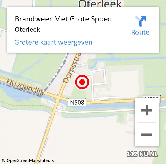 Locatie op kaart van de 112 melding: Brandweer Met Grote Spoed Naar Oterleek op 5 december 2016 12:35