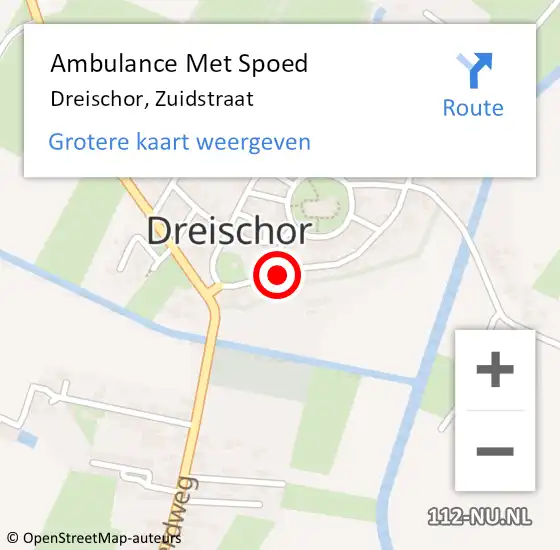 Locatie op kaart van de 112 melding: Ambulance Met Spoed Naar Dreischor, Zuidstraat op 3 januari 2014 14:17