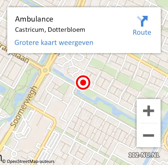 Locatie op kaart van de 112 melding: Ambulance Castricum, Dotterbloem op 5 december 2016 12:56