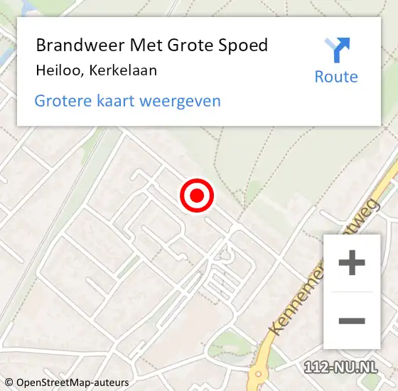 Locatie op kaart van de 112 melding: Brandweer Met Grote Spoed Naar Heiloo, Kerkelaan op 5 december 2016 13:13