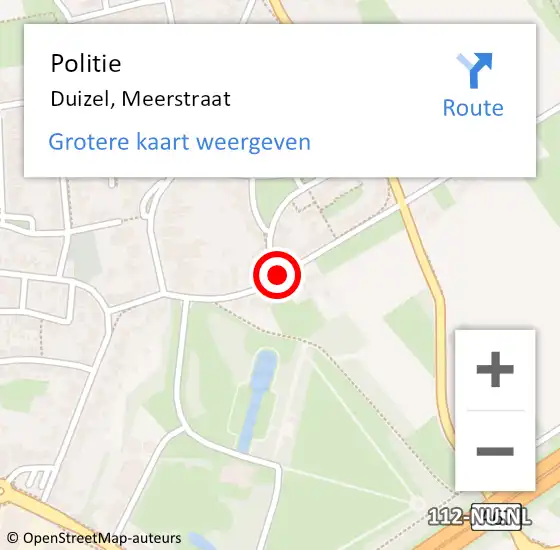 Locatie op kaart van de 112 melding: Politie Duizel, Meerstraat op 5 december 2016 13:23