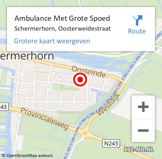 Locatie op kaart van de 112 melding: Ambulance Met Grote Spoed Naar Schermerhorn, Oosterweidestraat op 5 december 2016 13:44