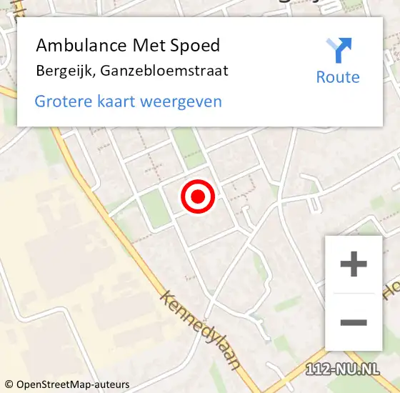 Locatie op kaart van de 112 melding: Ambulance Met Spoed Naar Bergeijk, Ganzebloemstraat op 5 december 2016 13:45