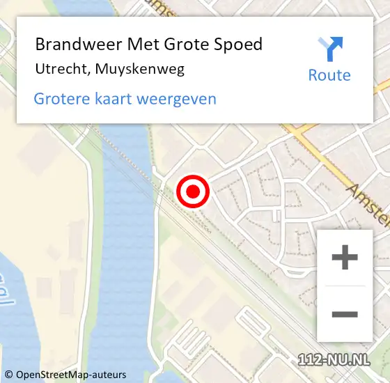 Locatie op kaart van de 112 melding: Brandweer Met Grote Spoed Naar Utrecht, Muyskenweg op 5 december 2016 14:26