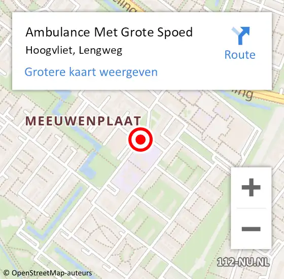 Locatie op kaart van de 112 melding: Ambulance Met Grote Spoed Naar Hoogvliet, Lengweg op 5 december 2016 14:35