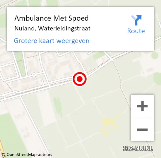 Locatie op kaart van de 112 melding: Ambulance Met Spoed Naar Nuland, Waterleidingstraat op 5 december 2016 14:40