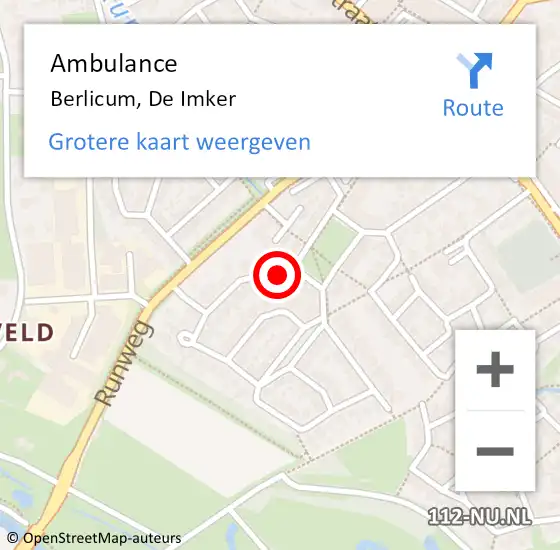 Locatie op kaart van de 112 melding: Ambulance Berlicum, De Imker op 5 december 2016 14:44