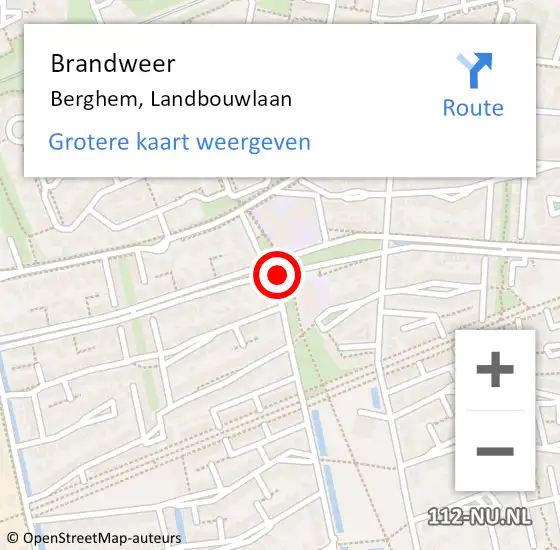 Locatie op kaart van de 112 melding: Brandweer Berghem, Landbouwlaan op 5 december 2016 15:14