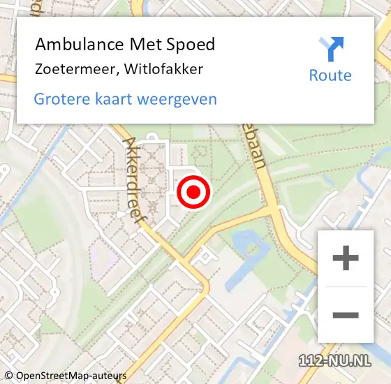 Locatie op kaart van de 112 melding: Ambulance Met Spoed Naar Zoetermeer, Witlofakker op 5 december 2016 16:12