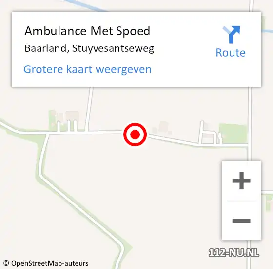 Locatie op kaart van de 112 melding: Ambulance Met Spoed Naar Baarland, Stuyvesantseweg op 5 december 2016 17:25