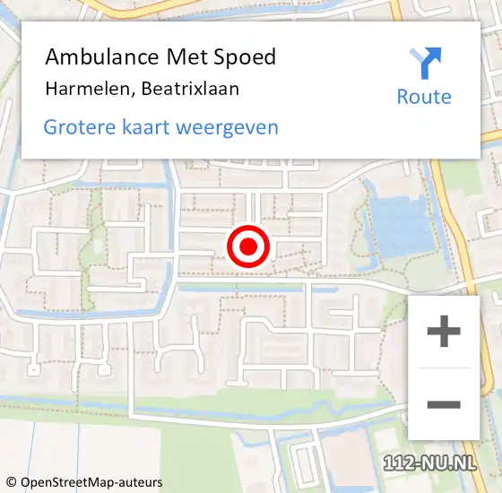 Locatie op kaart van de 112 melding: Ambulance Met Spoed Naar Harmelen, Beatrixlaan op 5 december 2016 17:30