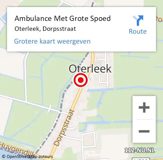 Locatie op kaart van de 112 melding: Ambulance Met Grote Spoed Naar Oterleek, Dorpsstraat op 5 december 2016 17:36