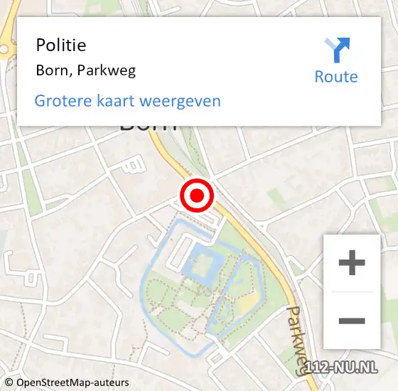 Locatie op kaart van de 112 melding: Politie Born, Parkweg op 5 december 2016 17:43