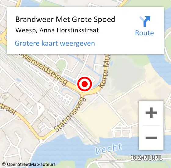 Locatie op kaart van de 112 melding: Brandweer Met Grote Spoed Naar Weesp, Anna Horstinkstraat op 5 december 2016 17:45