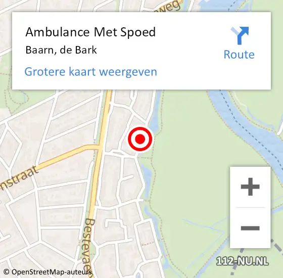 Locatie op kaart van de 112 melding: Ambulance Met Spoed Naar Baarn, de Bark op 18 september 2013 09:59