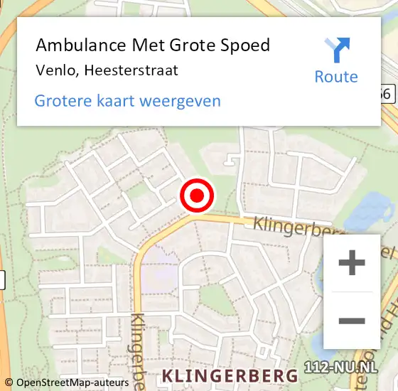 Locatie op kaart van de 112 melding: Ambulance Met Grote Spoed Naar Venlo, Heesterstraat op 5 december 2016 18:24