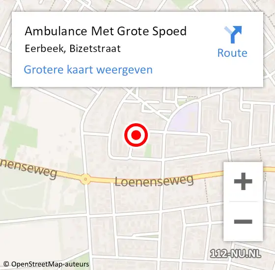 Locatie op kaart van de 112 melding: Ambulance Met Grote Spoed Naar Eerbeek, Bizetstraat op 5 december 2016 19:14