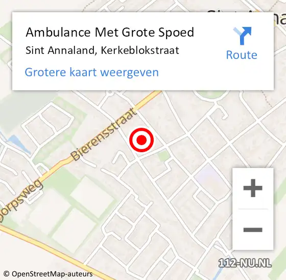 Locatie op kaart van de 112 melding: Ambulance Met Grote Spoed Naar Sint Annaland, Kerkeblokstraat op 18 september 2013 09:59