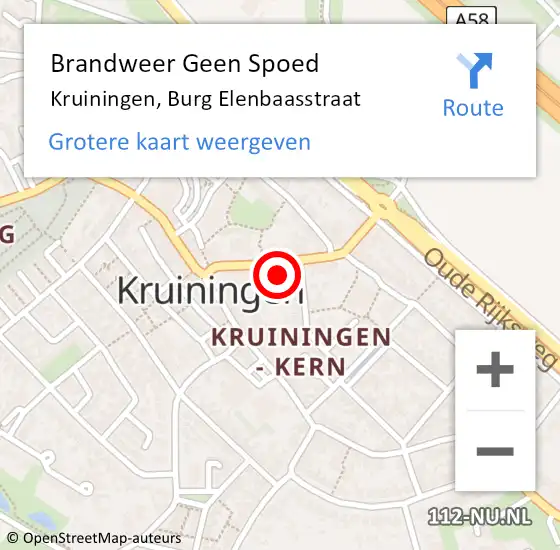 Locatie op kaart van de 112 melding: Brandweer Geen Spoed Naar Kruiningen, Burg Elenbaasstraat op 5 december 2016 19:29