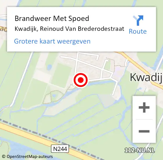 Locatie op kaart van de 112 melding: Brandweer Met Spoed Naar Kwadijk, Reinoud Van Brederodestraat op 5 december 2016 19:48