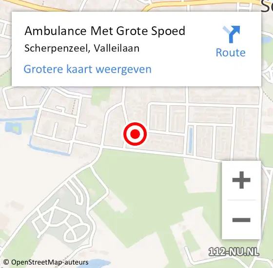 Locatie op kaart van de 112 melding: Ambulance Met Grote Spoed Naar Scherpenzeel, Valleilaan op 5 december 2016 20:43