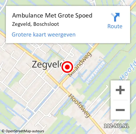 Locatie op kaart van de 112 melding: Ambulance Met Grote Spoed Naar Zegveld, Boschsloot op 5 december 2016 22:13