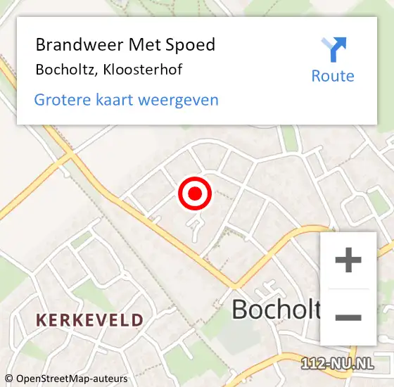 Locatie op kaart van de 112 melding: Brandweer Met Spoed Naar Bocholtz, Kloosterhof op 5 december 2016 22:43