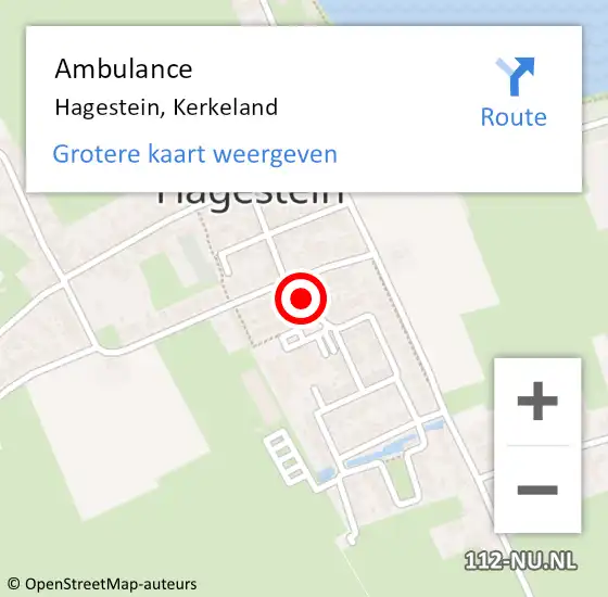 Locatie op kaart van de 112 melding: Ambulance Hagestein, Kerkeland op 3 januari 2014 15:15