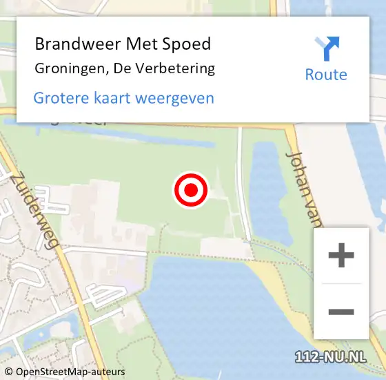 Locatie op kaart van de 112 melding: Brandweer Met Spoed Naar Groningen, De Verbetering op 6 december 2016 01:07