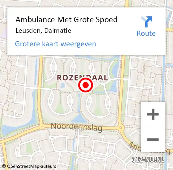 Locatie op kaart van de 112 melding: Ambulance Met Grote Spoed Naar Leusden, Dalmatie op 6 december 2016 02:30