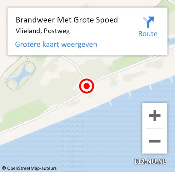 Locatie op kaart van de 112 melding: Brandweer Met Grote Spoed Naar Vlieland, Postweg op 6 december 2016 07:06