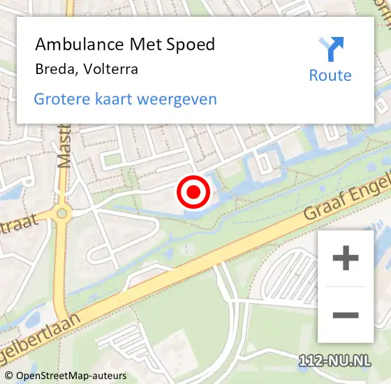 Locatie op kaart van de 112 melding: Ambulance Met Spoed Naar Breda, Volterra op 6 december 2016 07:12