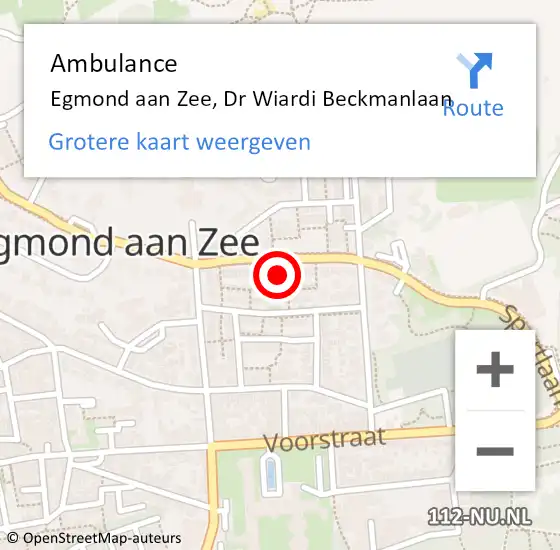 Locatie op kaart van de 112 melding: Ambulance Egmond aan Zee, Dr Wiardi Beckmanlaan op 6 december 2016 08:49