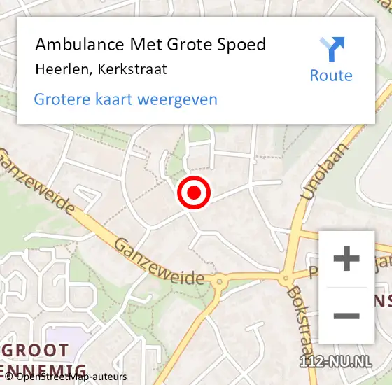 Locatie op kaart van de 112 melding: Ambulance Met Grote Spoed Naar Heerlen, Kerkstraat op 3 januari 2014 15:39