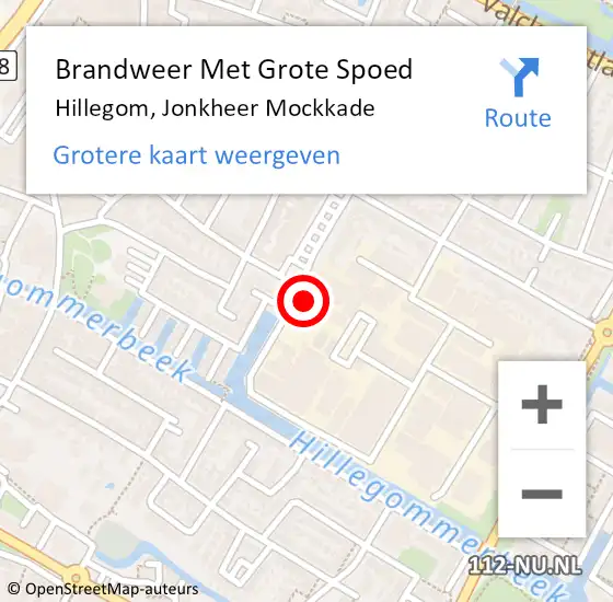 Locatie op kaart van de 112 melding: Brandweer Met Grote Spoed Naar Hillegom, Jonkheer Mockkade op 6 december 2016 09:35