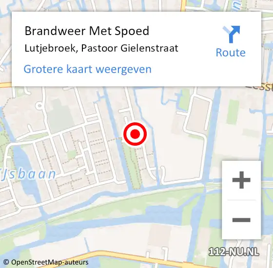 Locatie op kaart van de 112 melding: Brandweer Met Spoed Naar Lutjebroek, Pastoor Gielenstraat op 6 december 2016 09:57