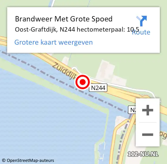 Locatie op kaart van de 112 melding: Brandweer Met Grote Spoed Naar Oost-Graftdijk, N244 hectometerpaal: 10,5 op 3 januari 2014 15:47