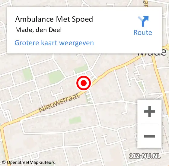 Locatie op kaart van de 112 melding: Ambulance Met Spoed Naar Made, den Deel op 6 december 2016 11:04