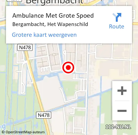 Locatie op kaart van de 112 melding: Ambulance Met Grote Spoed Naar Bergambacht, Het Wapenschild op 6 december 2016 11:59