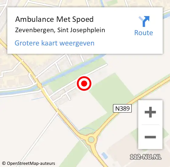 Locatie op kaart van de 112 melding: Ambulance Met Spoed Naar Zevenbergen, Sint Josephplein op 6 december 2016 12:20