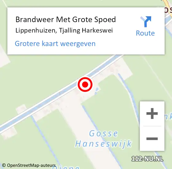 Locatie op kaart van de 112 melding: Brandweer Met Grote Spoed Naar Lippenhuizen, Tjalling Harkeswei op 6 december 2016 12:23