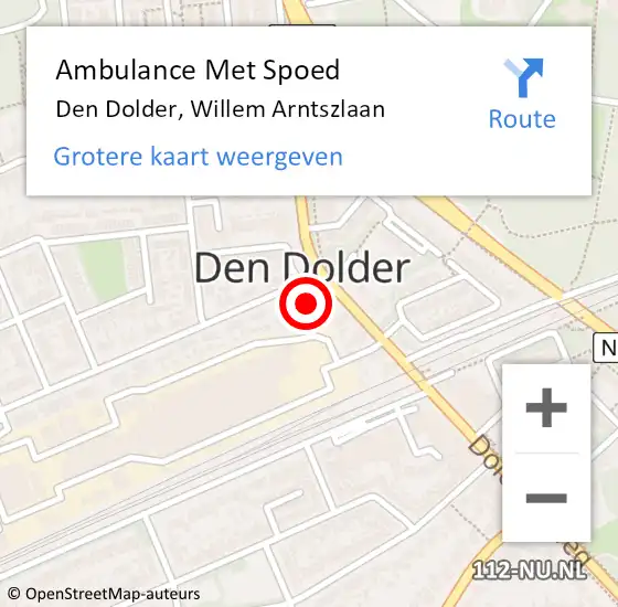 Locatie op kaart van de 112 melding: Ambulance Met Spoed Naar Den Dolder, Willem Arntszlaan op 6 december 2016 12:42