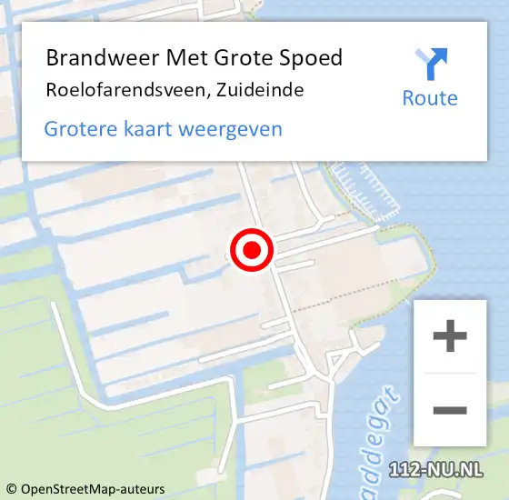 Locatie op kaart van de 112 melding: Brandweer Met Grote Spoed Naar Roelofarendsveen, Zuideinde op 6 december 2016 12:53